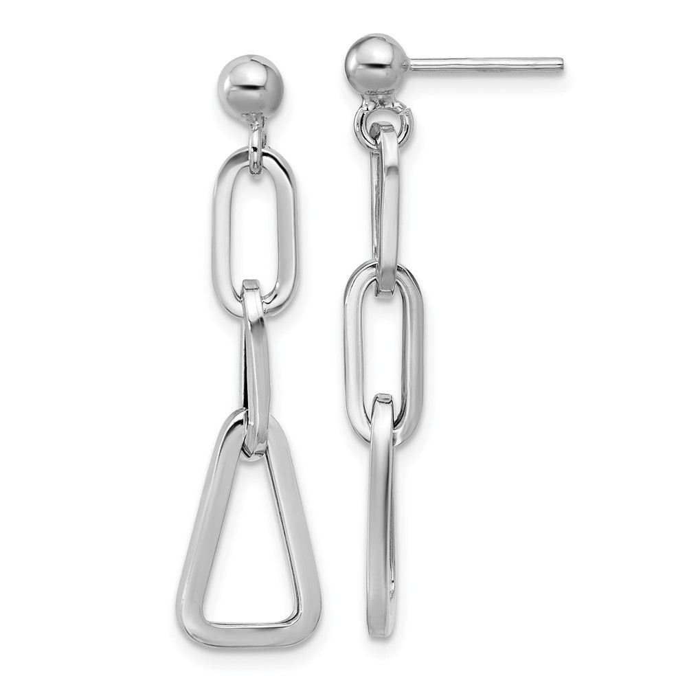 925 Sterling Silver Rh-Plate Geometric Link Dangle Post Earrings 77$
